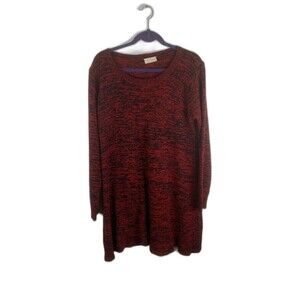 Bobbie Brooks Womens Long Red Tunic Sweater Top Size 2X